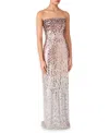 Jenny Packham Lucille Sequined Strapless Gown In Metallic