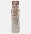 Jenny Packham Lucille Sequined Strapless Gown In Gold