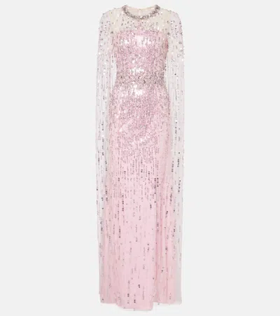 Jenny Packham Lux Sequin-embellished Gown In 粉色