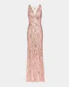 Jenny Packham Luxor Plunging Sequined Backless Gown In Anemone