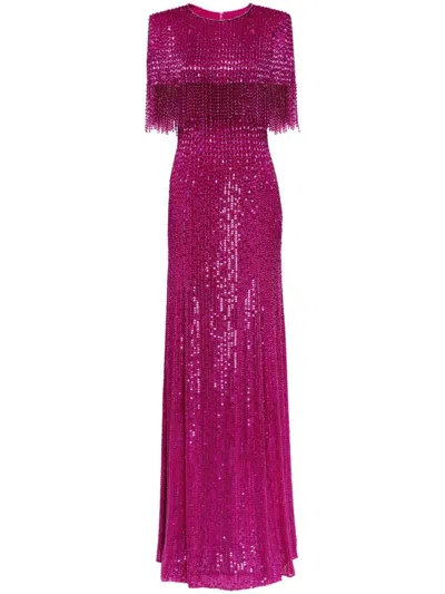 Jenny Packham Lyla Sequin-embellished Gown In Pink