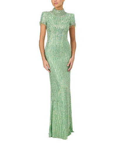 Jenny Packham Madeleine Beaded Maxi Dress In Green