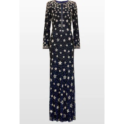 Jenny Packham Madrigal Star-embellished Long-sleeve Maxi Dress In Black