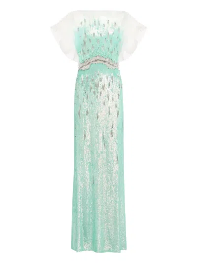 Jenny Packham Magnolia Sequin-embellished Gown In White