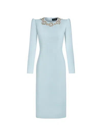Jenny Packham Mantra Crystal-embellished Dress In Blue