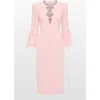 Jenny Packham Margoni Bell-sleeve Embellished Midi Dress In Pink