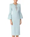 Jenny Packham Margoni Bell-sleeve Embellished Midi Dress In Blue