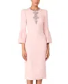 Jenny Packham Margoni Bell-sleeve Embellished Midi Dress In Pink