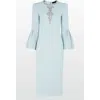 Jenny Packham Margoni Bell-sleeve Embellished Midi Dress In Blue