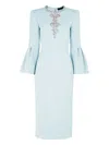 Jenny Packham Margoni Bell-sleeve Embellished Midi Dress In White