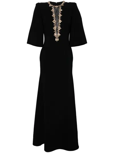 Jenny Packham Mars Crystal-embellished Crepe Gown In 灰色