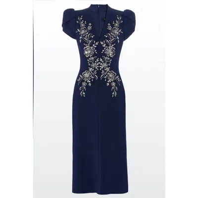 Jenny Packham Martini Drop Crystal-embellished Dress In Blue
