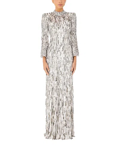 Jenny Packham Memphis Sequin-embellished Maxi Dress In White