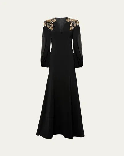 JENNY PACKHAM MERCURY CRYSTAL BEADED TRUMPET GOWN