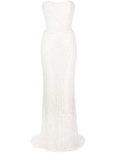 Jenny Packham Mia Sequin Gathered Bridal Gown In White