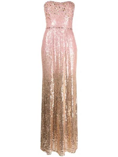 jenny packham rose gold dress Peach Tulle Rose Gold Beaded Long Evening Prom Dresses, Cheap Custom S –  SposaDresses main image 0