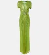 Jenny Packham Momoka Sequined Tulle Gown In Kaffir Lime