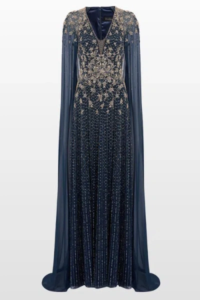 JENNY PACKHAM JENNY PACKHAM MOONLIGHT STAR-EMBELLISHED CAPE-DESIGN MAXI DRESS