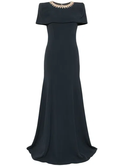 Jenny Packham Nadir Crystal-embellished Gown In Shadow Grey
