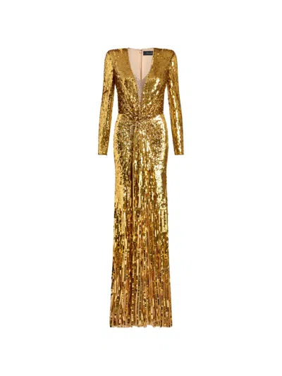 Jenny Packham Narcissus Embellished Tulle Gown In Gold