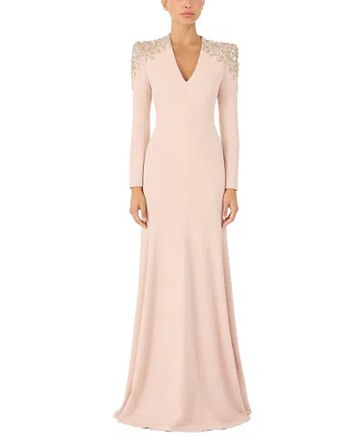 Jenny Packham Nila Beaded V-neck Maxi Dress In Pink