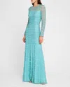 JENNY PACKHAM NOVA CRYSTAL LONG-SLEEVE ILLUSION GOWN