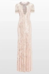 Jenny Packham Nova Sequin-embellished Keyhole-neck Maxi Dress In Pink