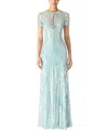 Jenny Packham Nova Sequin-embellished Keyhole-neck Maxi Dress In Blue