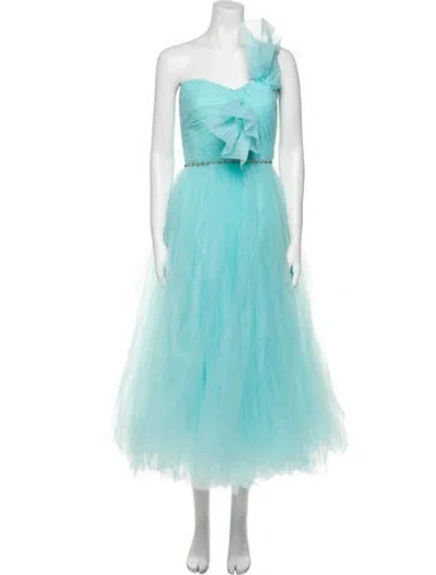 Pre-owned Jenny Packham Nylon Midi Length Dress In Blue