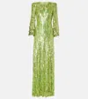 Jenny Packham Nymph Sequined Gown In Green