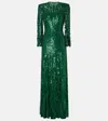 Jenny Packham Nymph Sequined Gown In Green