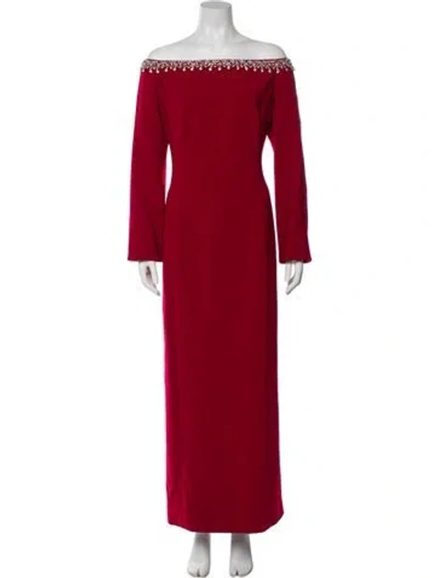Pre-owned Jenny Packham Off-the-shoulder Long Dress In Red