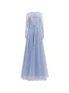Jenny Packham Oliver Beaded-applique Maxi Dress In Blue