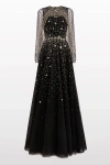 Jenny Packham Oliver Beaded-applique Maxi Dress In Black