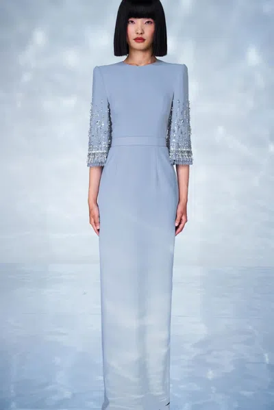 Jenny Packham Bergman Embellished Maxi Dress In Blue