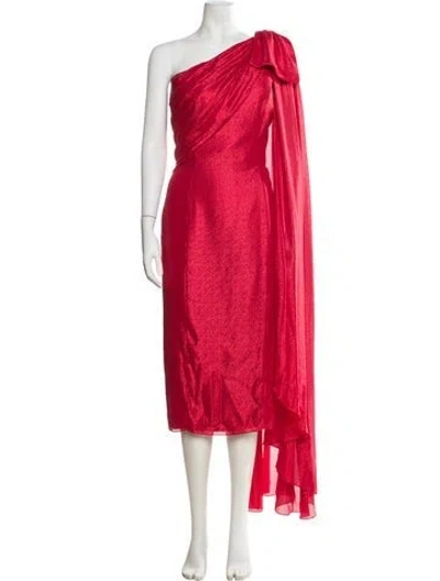 Pre-owned Jenny Packham One-shoulder Midi Length Dress W/ Tags In Pink