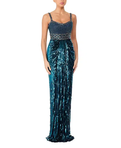 JENNY PACKHAM ONLY YOU EMBELLISHED DRAPED MAXI DRESS