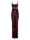 Jenny Packham Only You Embellished Draped Maxi Dress In Burgundy