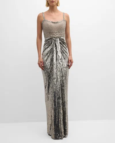 Jenny Packham Only You Sequin-embellished Gown In Silver