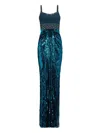 Jenny Packham Only You Embellished Draped Maxi Dress In Blue
