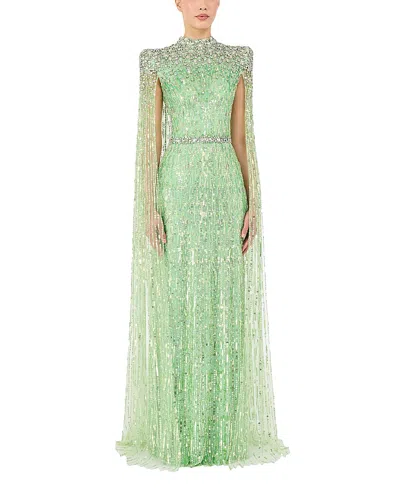 Jenny Packham Opera Embellished Maxi Dress In Green