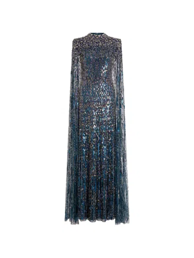 Jenny Packham Opera Embellished Maxi Dress In Metallic