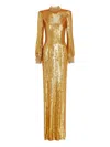 Jenny Packham Opium Sequin-embellished High-neck Gown In Gold