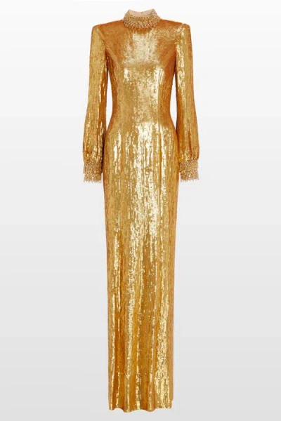 JENNY PACKHAM JENNY PACKHAM OPIUM SEQUIN-EMBELLISHED HIGH-NECK GOWN