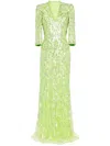 Jenny Packham Oscar Sequin-embellished Gown In Green