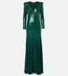 Jenny Packham Paloma Embellished Sequined Gown In Green