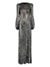 Jenny Packham Paradise Sequin-embellished Puff-sleeve Maxi Dress In Gray