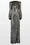 Jenny Packham Paradise Sequin-embellished Puff-sleeve Maxi Dress In Black