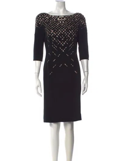 Pre-owned Jenny Packham Patterned Knee-length Dress In Black/neutrals