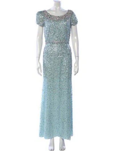 Pre-owned Jenny Packham Patterned Long Dress In Blue
